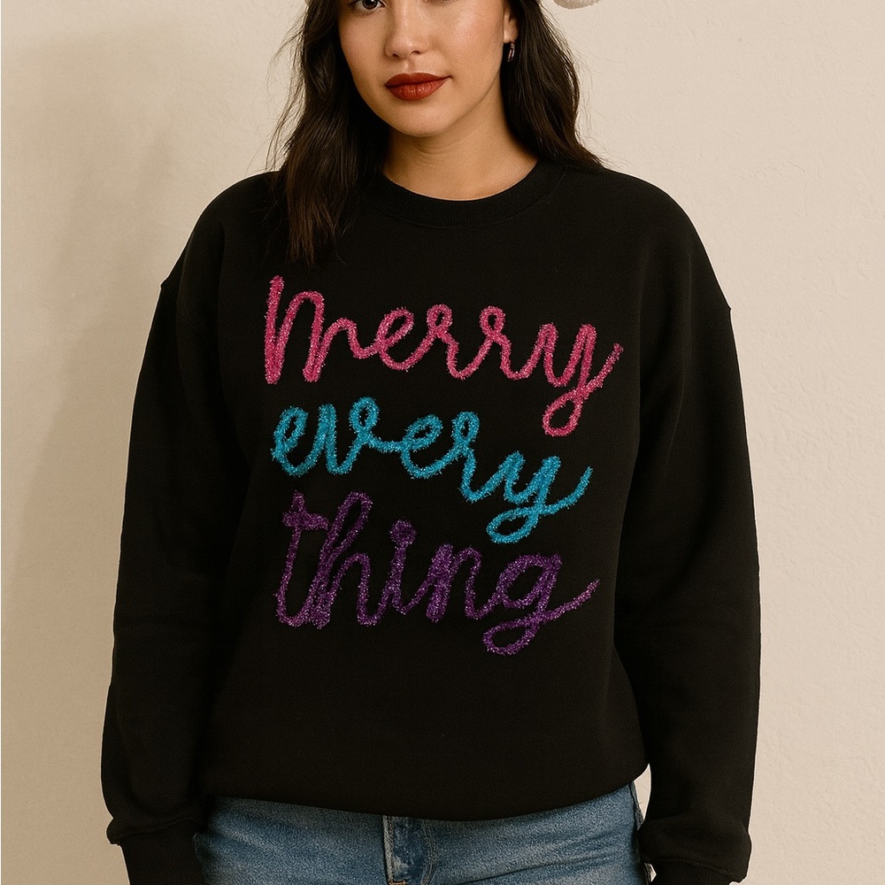 State of Mind Black Sweatshirt with Festive Text